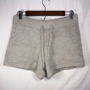 Baevely Women Cozy Gray Fuzzy Soft Knit DrawSting Short Size Medium